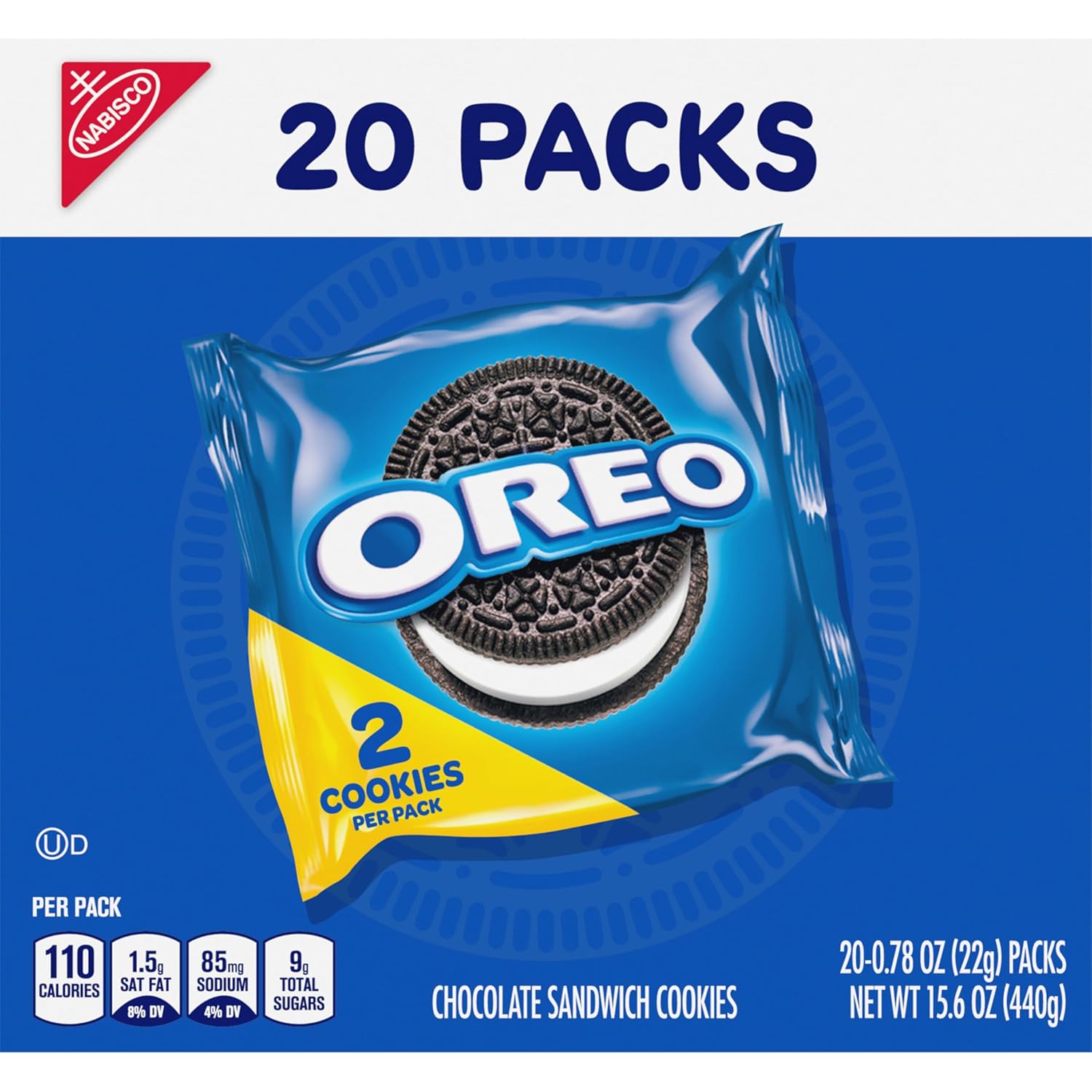 OREO Chocolate Creme Snack Packs – Durable Grab-and-Go Treats for Picnics and Outdoor Adventures, 20-Count Box