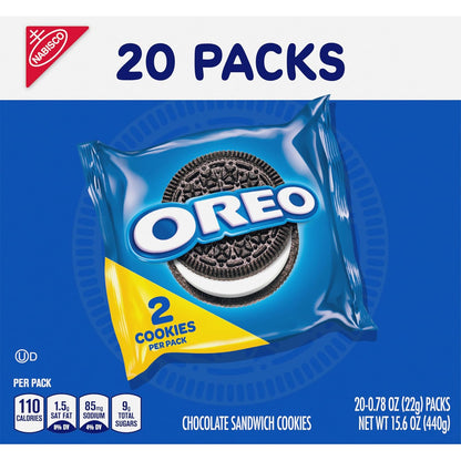 OREO Chocolate Creme Snack Packs – Durable Grab-and-Go Treats for Picnics and Outdoor Adventures, 20-Count Box