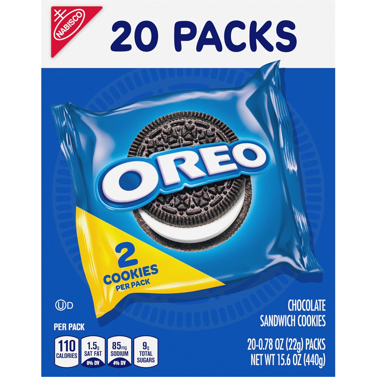 OREO Chocolate Creme Snack Packs – Durable Grab-and-Go Treats for Picnics and Outdoor Adventures, 20-Count Box