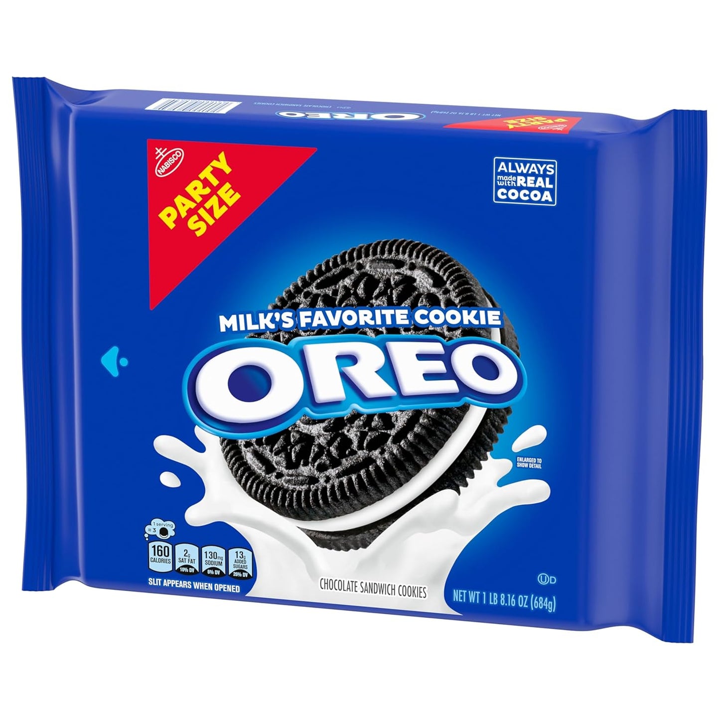 OREO Chocolate Sandwich Cookies, Party Size 24.16 oz – Travel-Friendly Treat for Camping and Cabin Trips