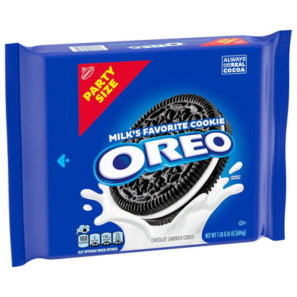 OREO Chocolate Sandwich Cookies, Party Size 24.16 oz – Travel-Friendly Treat for Camping and Cabin Trips