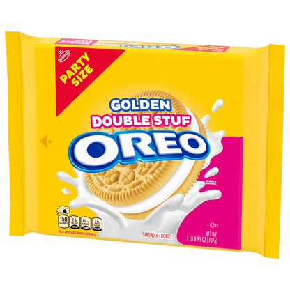 OREO Double Stuf Golden Sandwich Cookies for Backyard BBQ Dessert Table, Bulk Pouch 24.95 oz