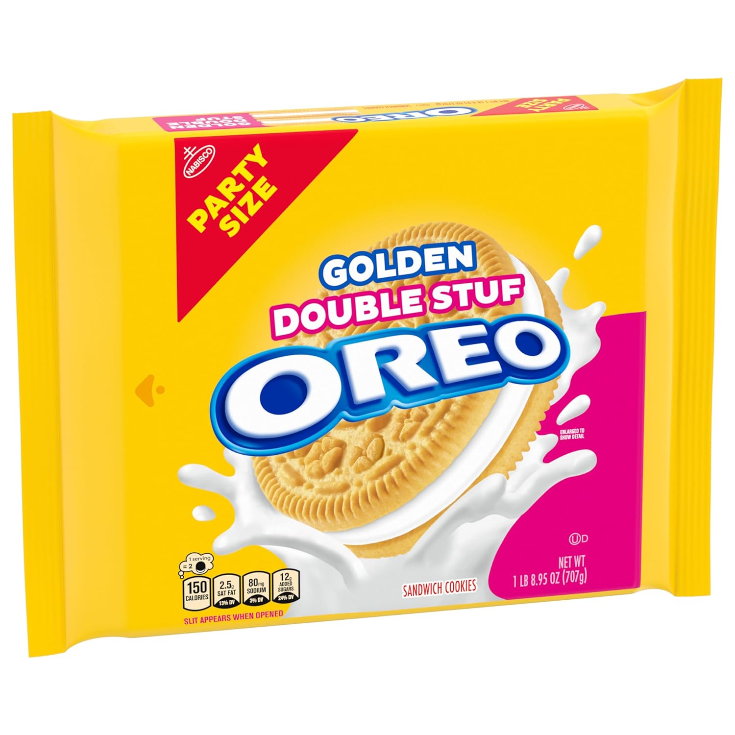 OREO Double Stuf Golden Sandwich Cookies for Backyard BBQ Dessert Table, Bulk Pouch 24.95 oz