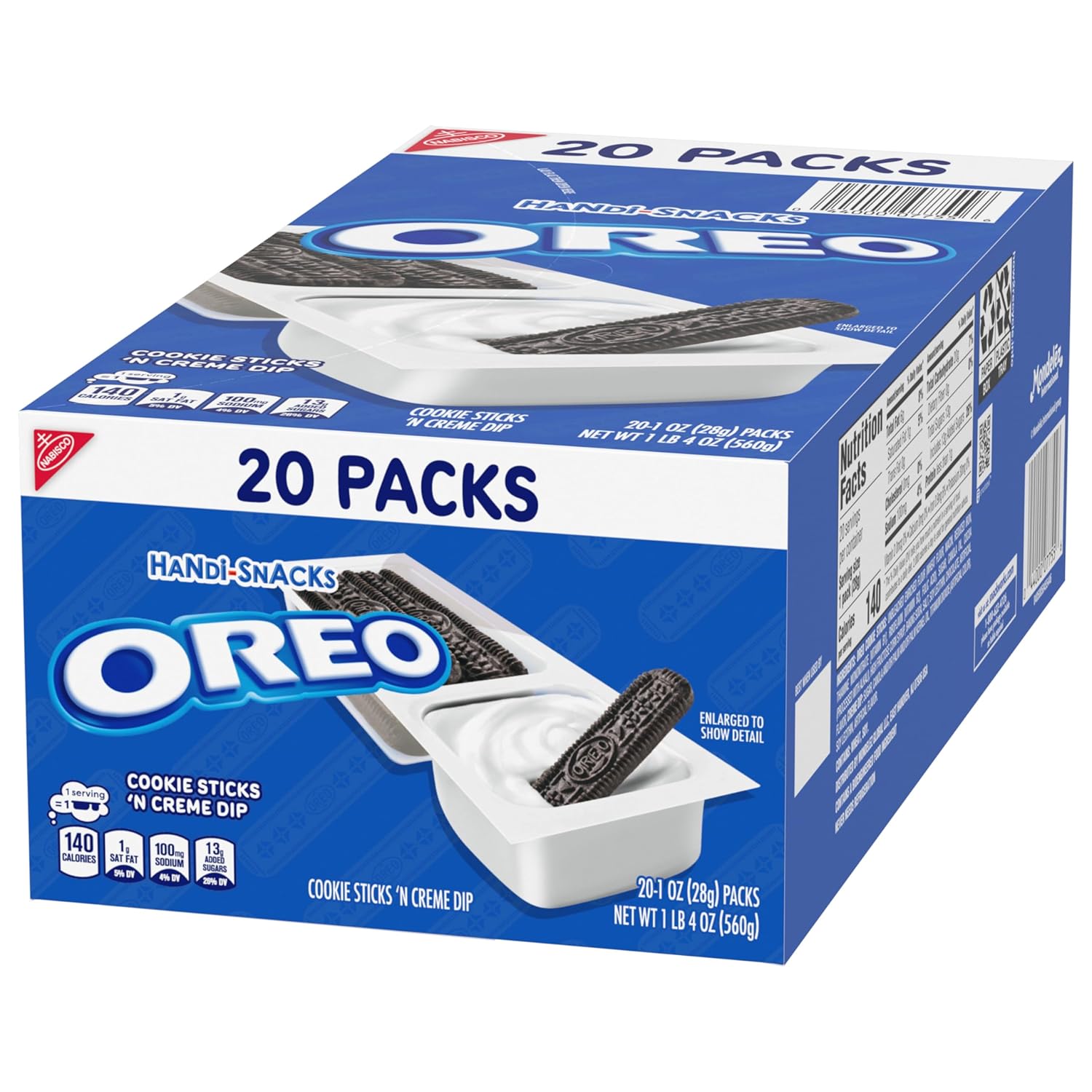 OREO Handi-Snacks Dippable Cookie Sticks for Effortless Portion Control, No-Prep Lunchbox Add-Ins, and Single-Serve Simplicity, 20 Packs