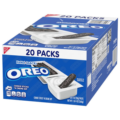 OREO Handi-Snacks Dippable Cookie Sticks for Effortless Portion Control, No-Prep Lunchbox Add-Ins, and Single-Serve Simplicity, 20 Packs