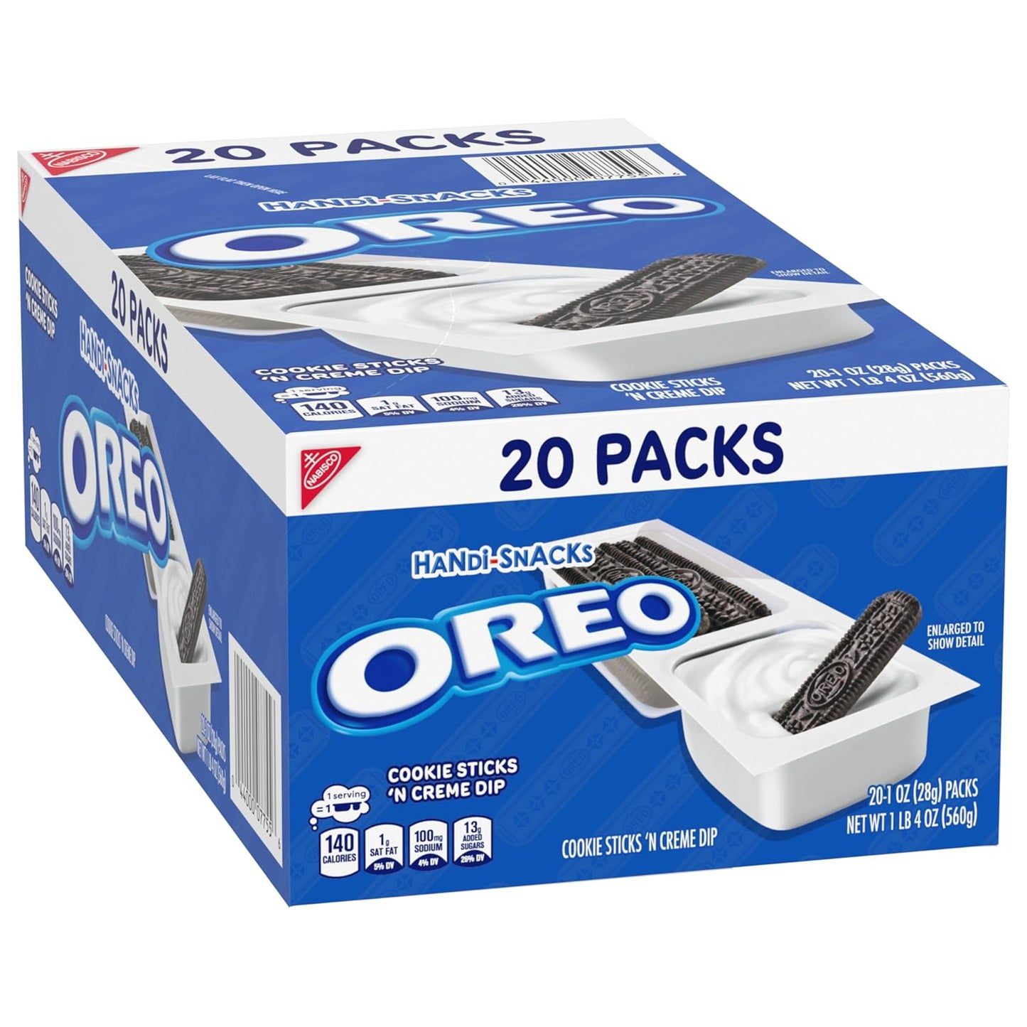 OREO Handi-Snacks Dippable Cookie Sticks for Effortless Portion Control, No-Prep Lunchbox Add-Ins, and Single-Serve Simplicity, 20 Packs
