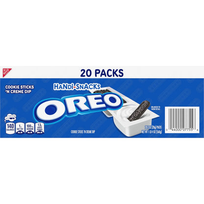 OREO Handi-Snacks Dippable Cookie Sticks for Effortless Portion Control, No-Prep Lunchbox Add-Ins, and Single-Serve Simplicity, 20 Packs