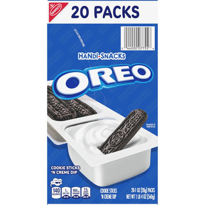 OREO Handi-Snacks Dippable Cookie Sticks for Effortless Portion Control, No-Prep Lunchbox Add-Ins, and Single-Serve Simplicity, 20 Packs