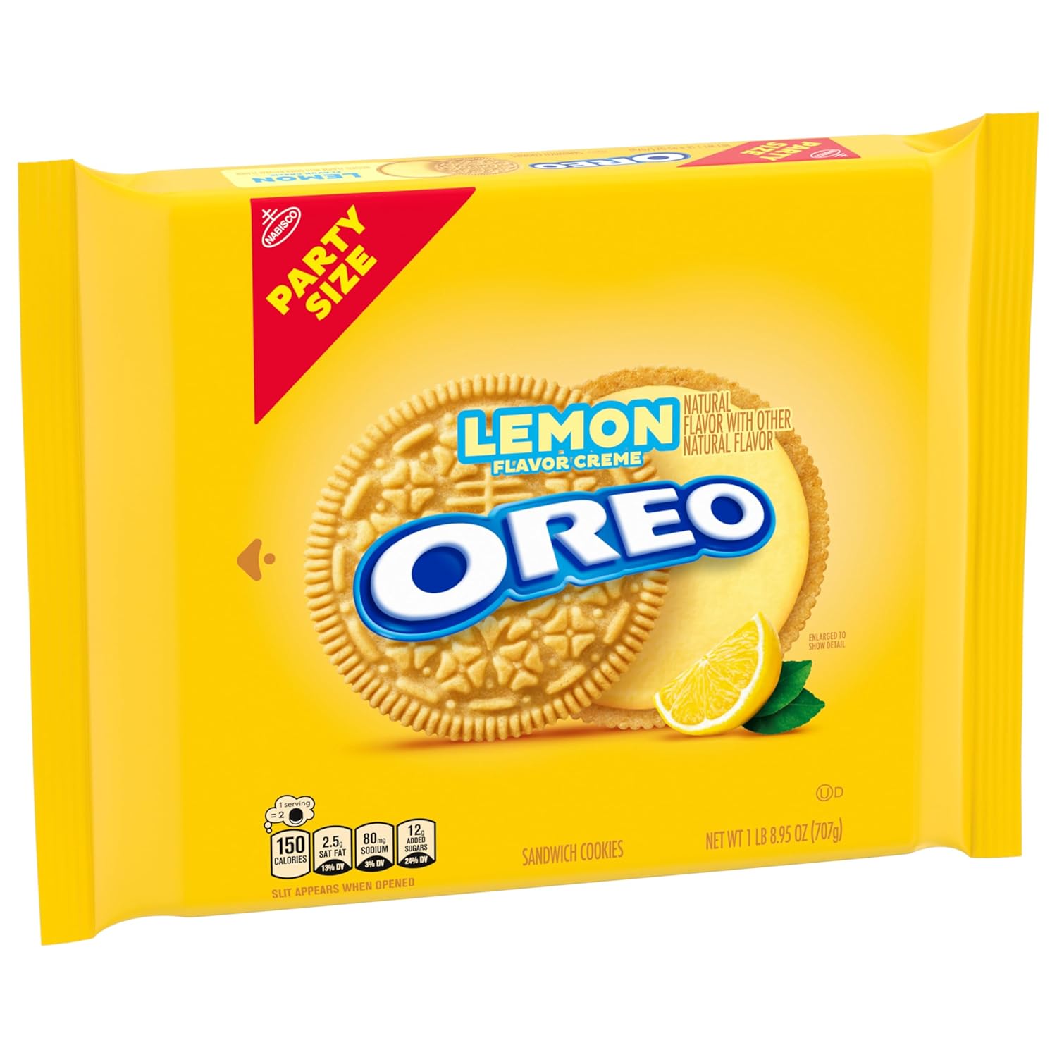 OREO Lemon Creme Sandwich Cookies – Patio and Backyard Party Snack, Citrus Creme Party Size 24.95 oz