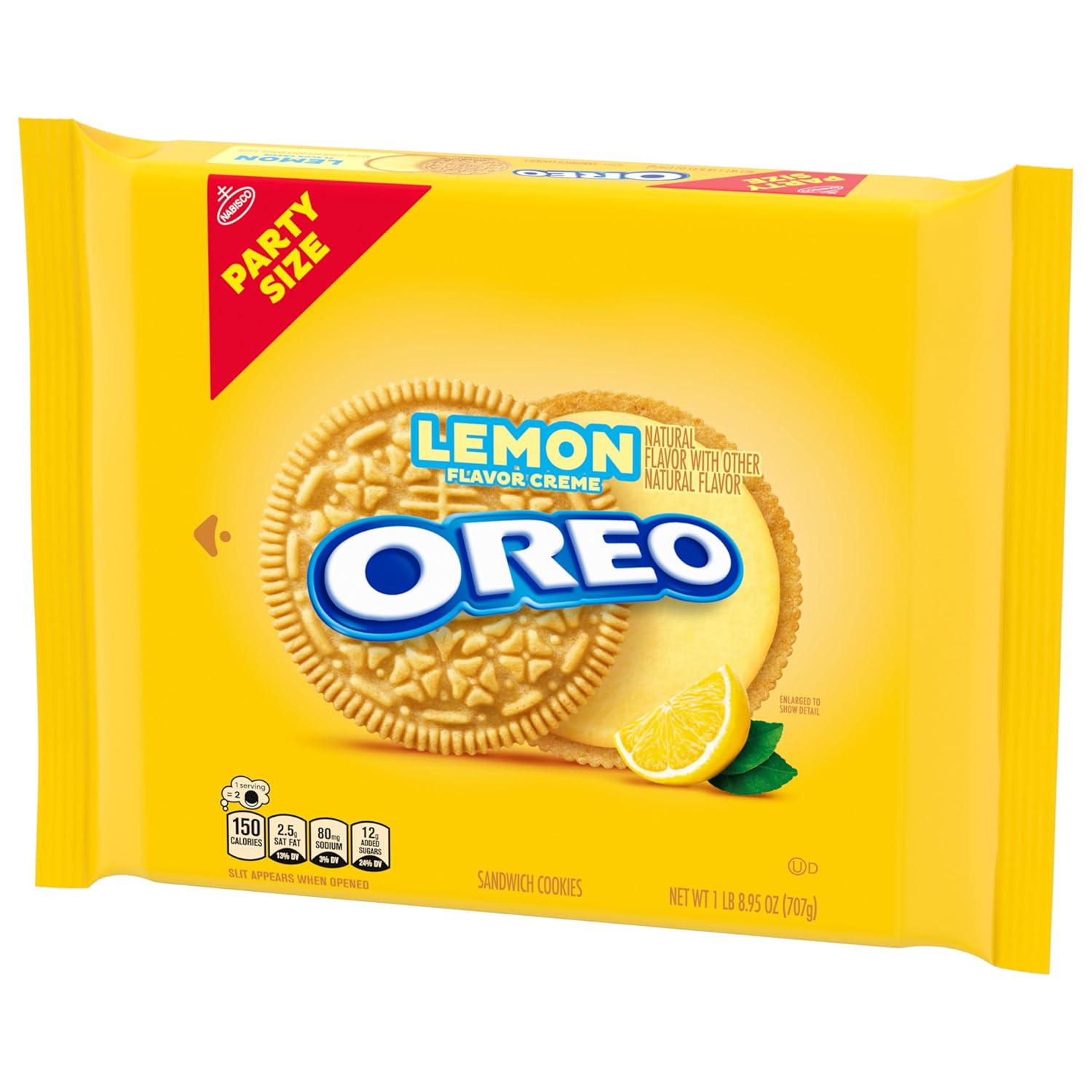 OREO Lemon Creme Sandwich Cookies – Patio and Backyard Party Snack, Citrus Creme Party Size 24.95 oz