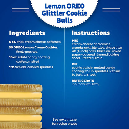 OREO Lemon Creme Sandwich Cookies – Patio and Backyard Party Snack, Citrus Creme Party Size 24.95 oz