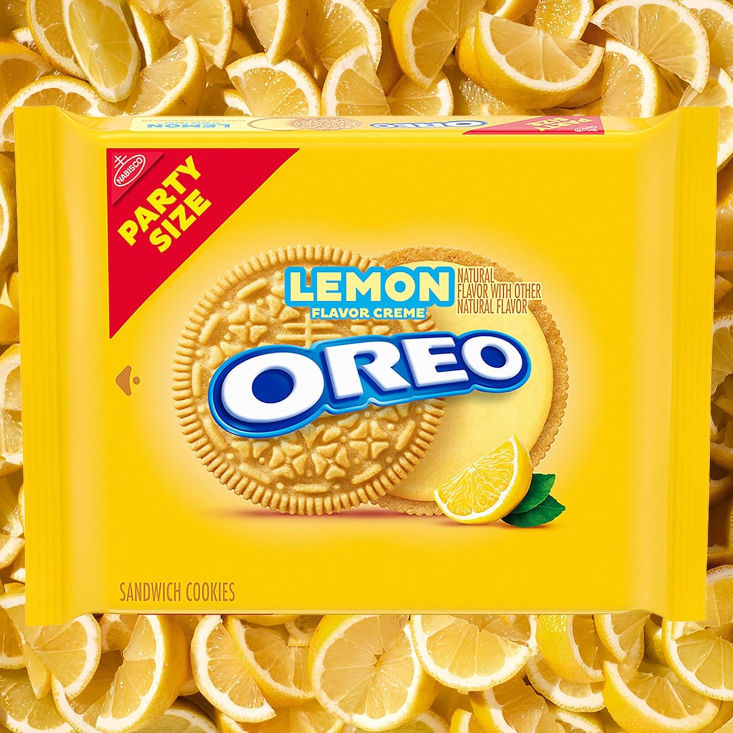 OREO Lemon Creme Sandwich Cookies – Patio and Backyard Party Snack, Citrus Creme Party Size 24.95 oz