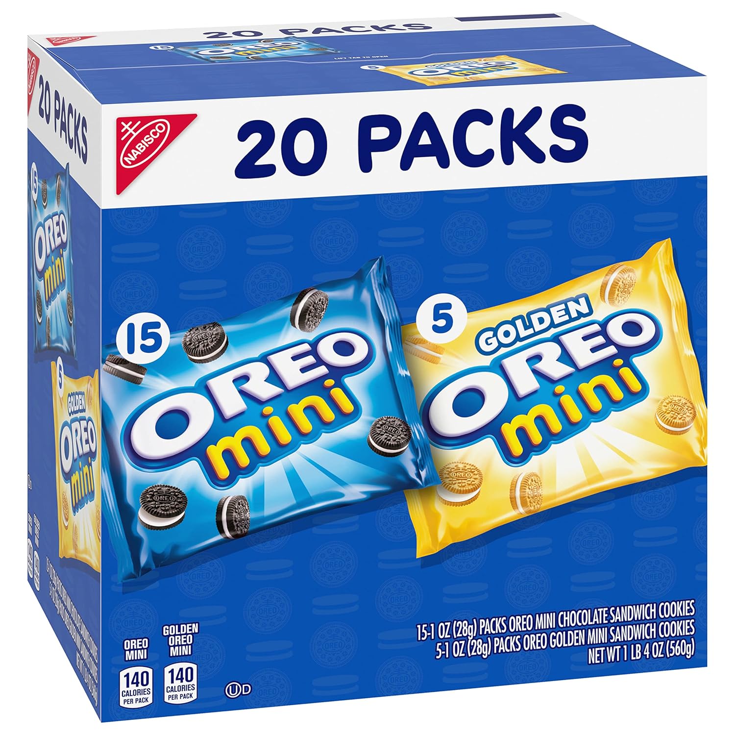 OREO Mini Mix Sandwich Cookies Variety Pack for Home Office Afternoon Pick Me Up, 20 Pre Portioned Bags