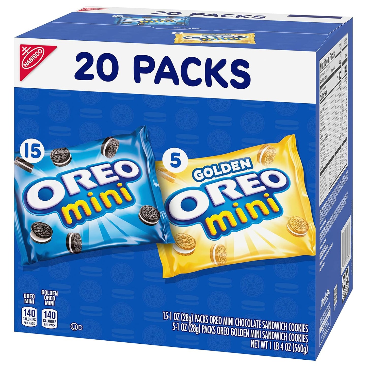 OREO Mini Mix Sandwich Cookies Variety Pack for Home Office Afternoon Pick Me Up, 20 Pre Portioned Bags