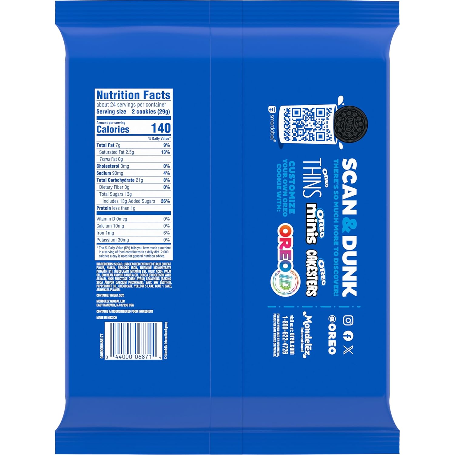 OREO Mint Creme Chocolate Wafer Sandwich Cookies Party Size 24.95 oz – Car Cup Holder Snack for Road Trips and Tailgates
