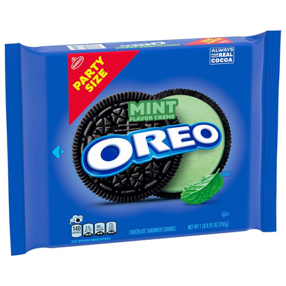 OREO Mint Creme Chocolate Wafer Sandwich Cookies Party Size 24.95 oz – Car Cup Holder Snack for Road Trips and Tailgates