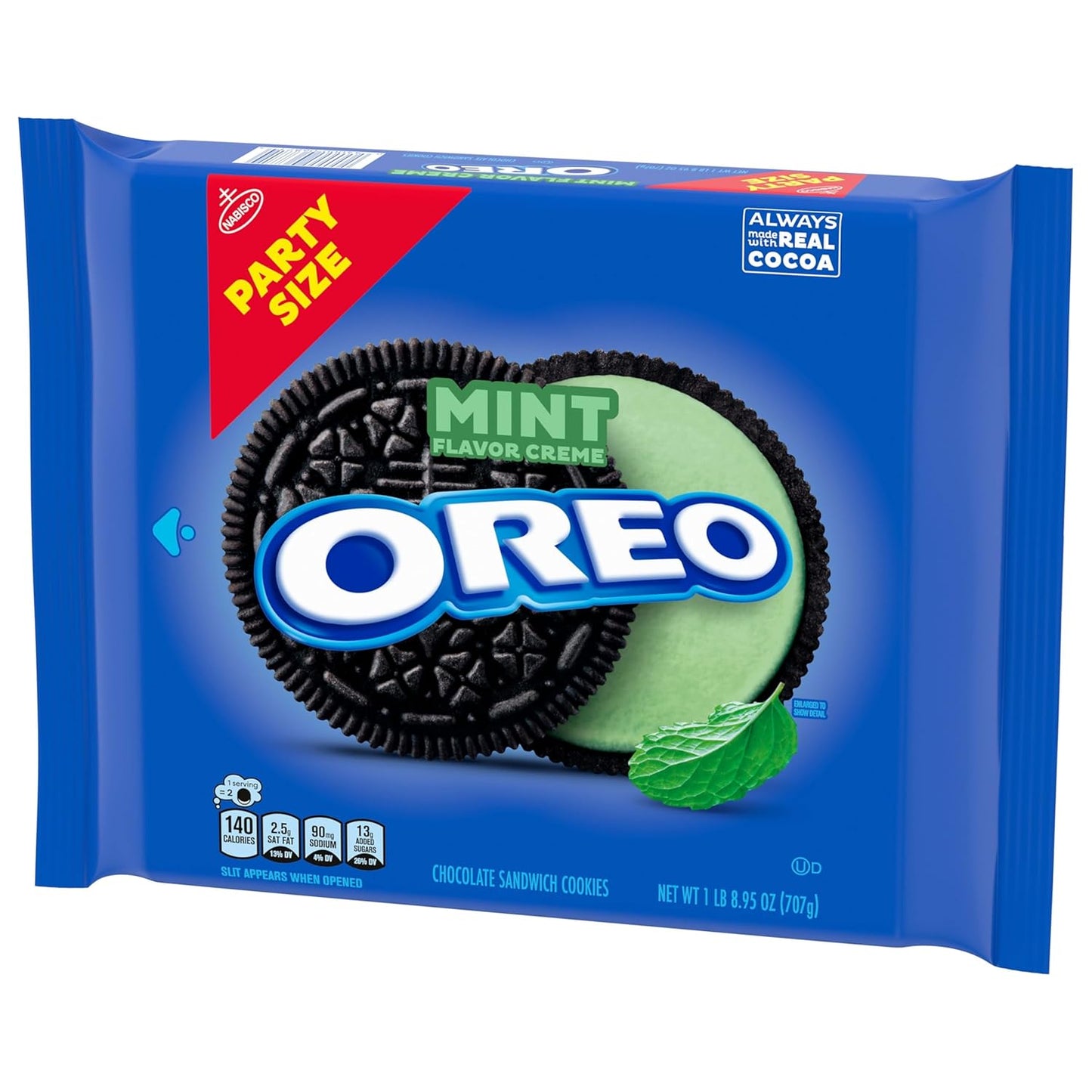 OREO Mint Creme Chocolate Wafer Sandwich Cookies Party Size 24.95 oz – Car Cup Holder Snack for Road Trips and Tailgates