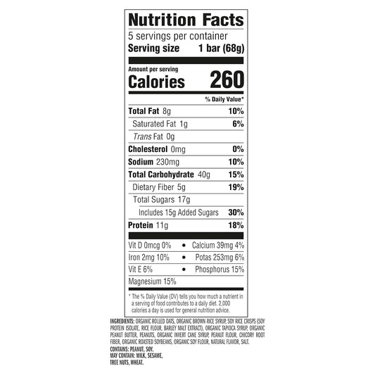 organic rolled oats as the primary ingredient for complex carbohydrate energy