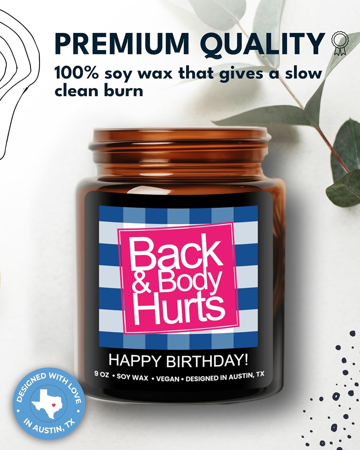 OurSmile Back & Body Hurts Candle – Wood Wick Soy Candle for Mindful Moments and Nightly Unwind