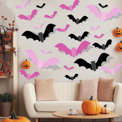 Outdoor Halloween Bat Decor – 72 Pcs 3D PVC Bat Stickers Weather Resistant for Patio, Front Yard, and Trick or Treat Station