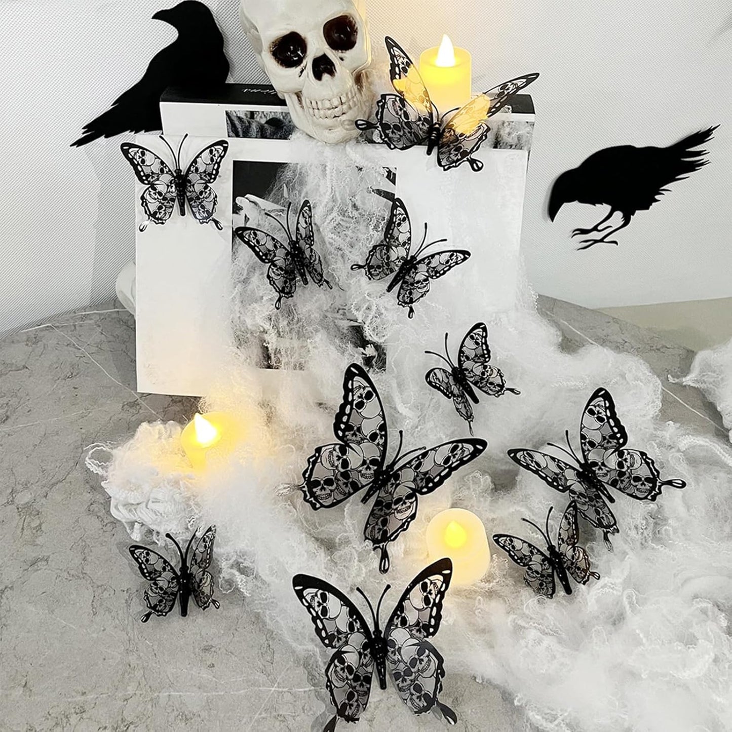 Outdoor Halloween Bat Decor – 72 Pcs 3D PVC Bat Stickers Weather Resistant for Patio, Front Yard, and Trick or Treat Station