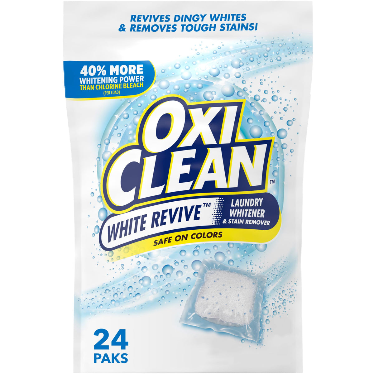 OxiClean White Revive Laundry Whitener and Stain Remover Power Paks, 24 Count
