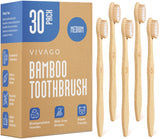 VIVAGO Bamboo Toothbrush Medium Bristles – Nightly Wind-Down Oral Care for Adult Wellness Routines, 10 Pack