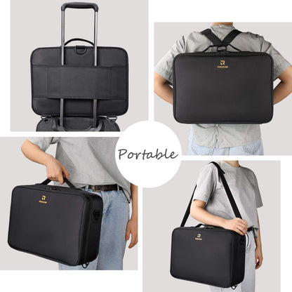 padded shoulder strap plus trolley-case attachment strap for hands-free carry