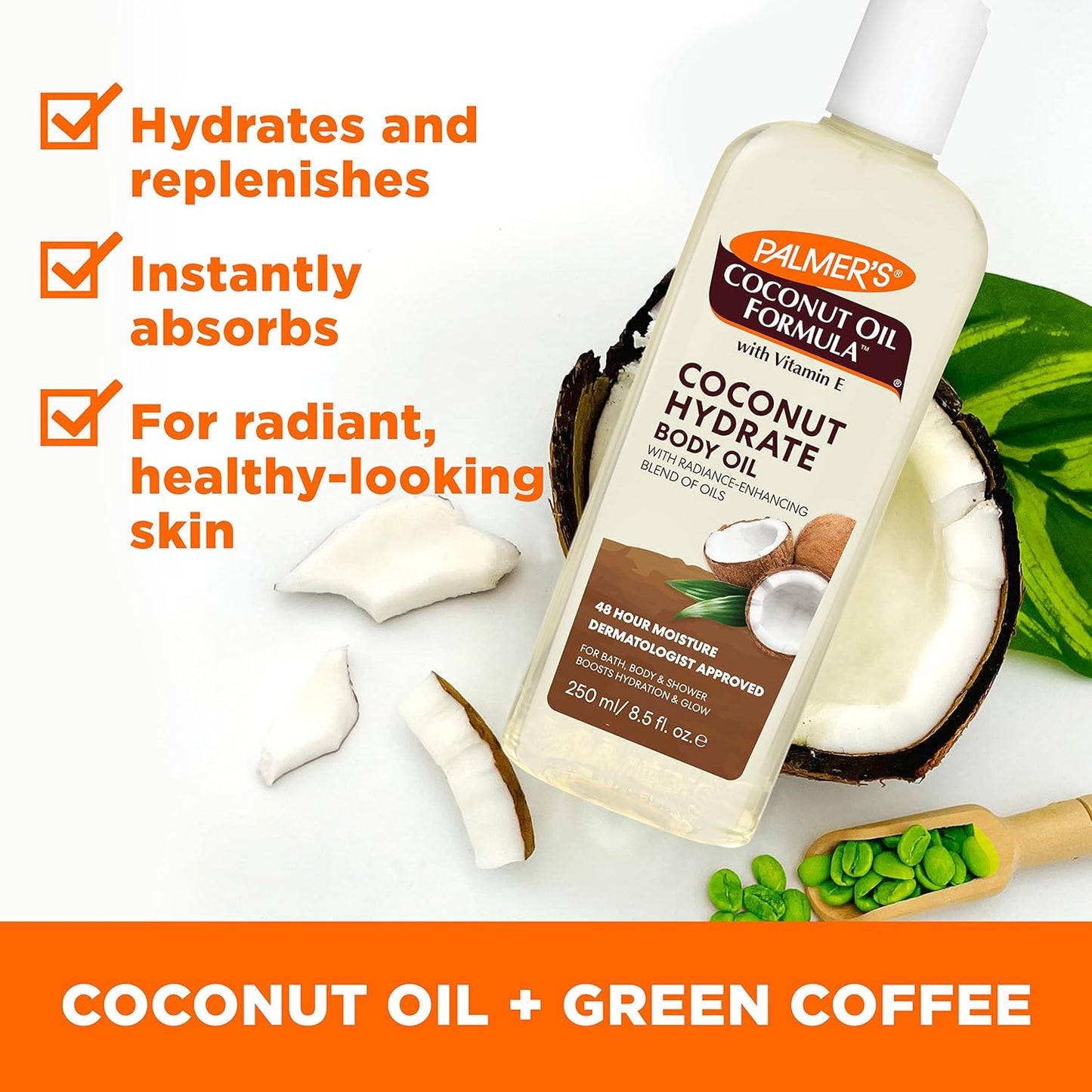 Palmer's Coconut Oil Body Oil Spray – Daily Wellbeing Moisturizer for Dull Skin, Tahitian Monoi Infusion