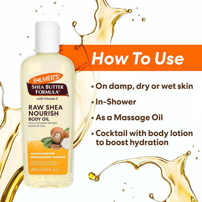 Palmer's Raw Shea Body Oil – Dermatologist-Tested Sensitive Skin Care Gift Set, Housewarming & Mother's Day Pick