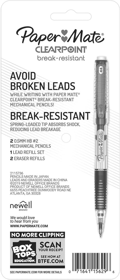 Paper Mate Clearpoint Mechanical Pencils Break Resistant 0.5mm HB #2 Lead Practical Gift for Back to School and Graduation