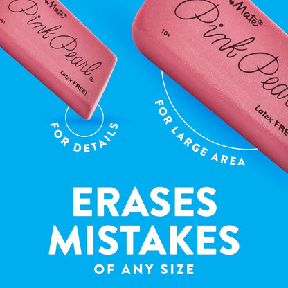 Paper Mate Pink Pearl Kids Erasers 36 Count Bulk – Latex Free Smudge Resistant for Back to School and Home Learning