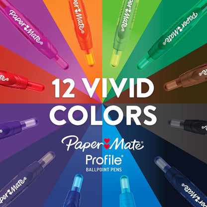Paper Mate Profile Retractable Ballpoint Pens – Streamlined Black Barrel Pen for a Less-Is-More Office Aesthetic