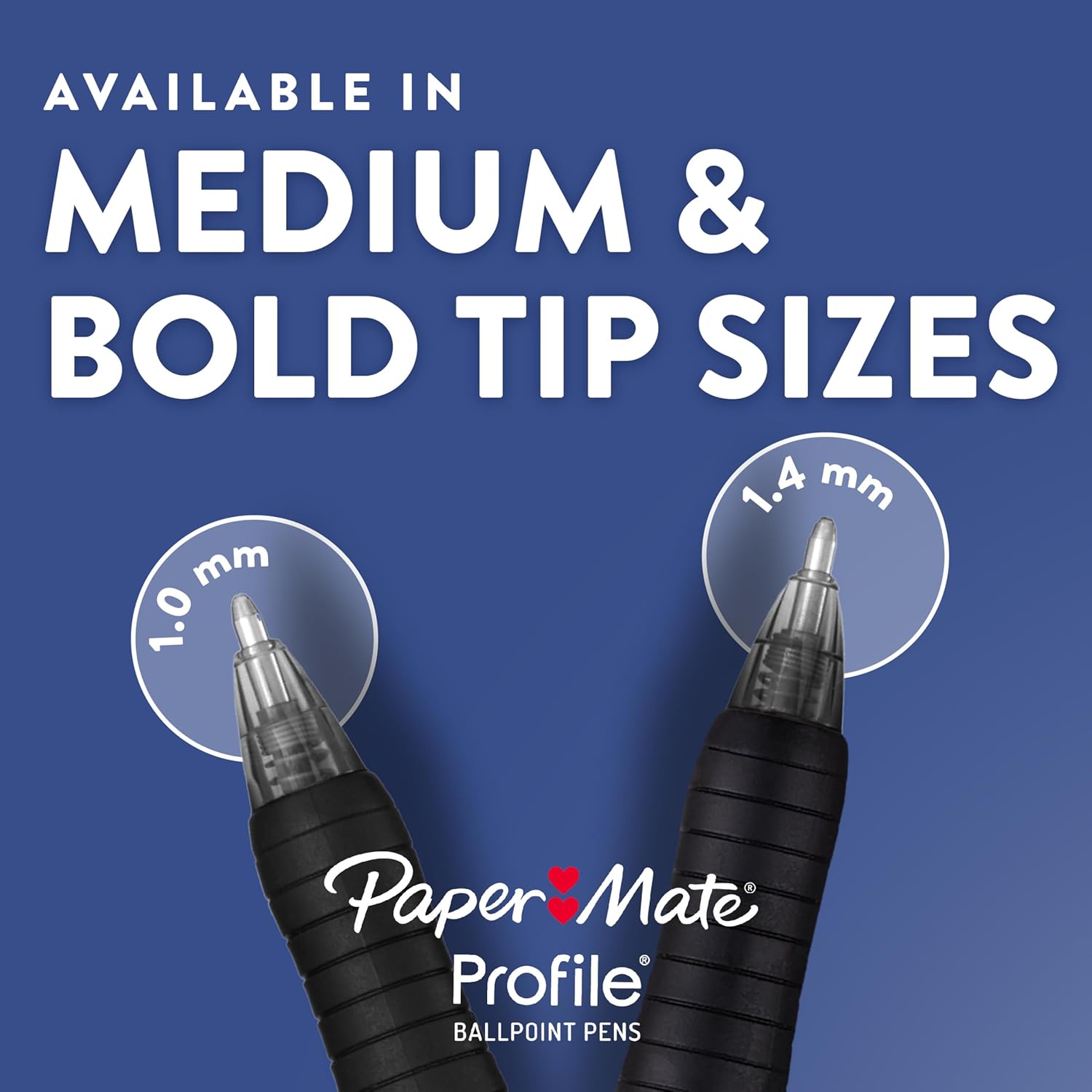 Paper Mate Profile Retractable Pens for Students and Grading Educators, Bold 1.4mm Blue Ink for Lectures, Notes, and Red-Blue Feedback