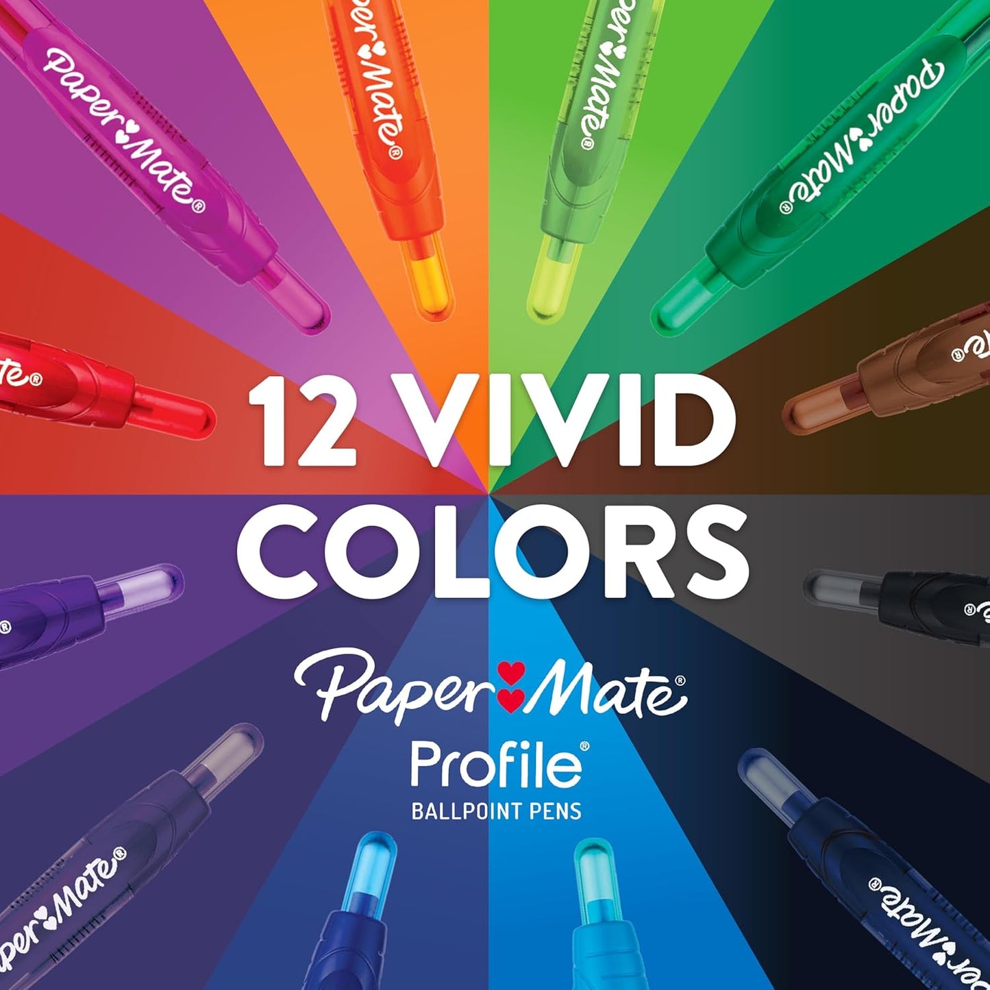Paper Mate Profile Retractable Pens for Students and Grading Educators, Bold 1.4mm Blue Ink for Lectures, Notes, and Red-Blue Feedback