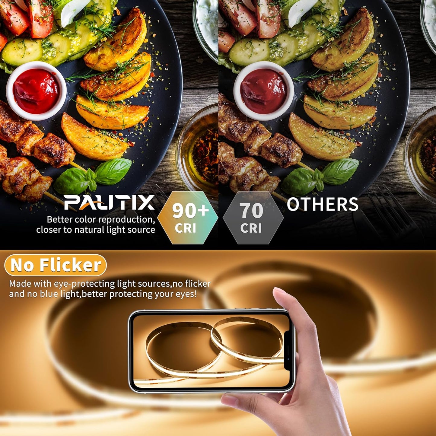 PAUTIX 5V Dotless LED Strip Light – Touch Dimmer Desk Under-Shelf Lighting for Focus, Study Nooks, and Late-Night Workflows