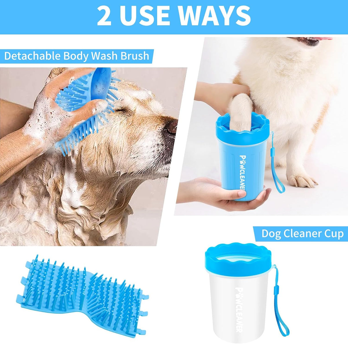 PawTech 7-Piece Pet Care Bundle – Time-Saving Grooming System for Working Dog Owners, Wash Brush and Dry in One Pass