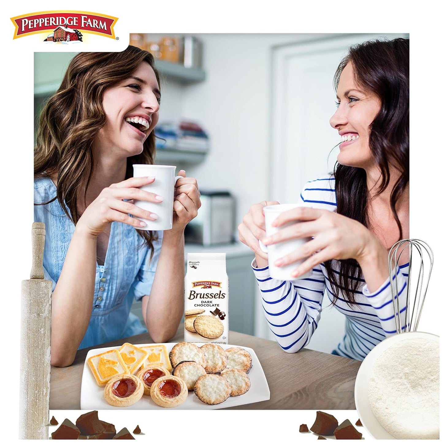 Pepperidge Farm Brussels Dark Chocolate Cookies – Streamlined Dark Chocolate Cookie for the Intentional Home, Effortless Addition to Morning Coffee