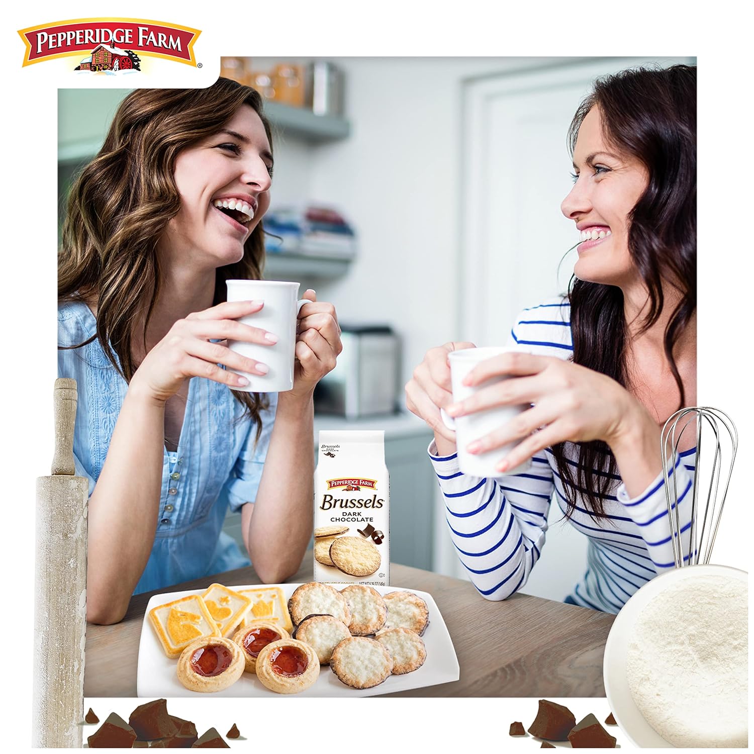 Pepperidge Farm Brussels Dark Chocolate Cookies – Streamlined Dark Chocolate Cookie for the Intentional Home, Effortless Addition to Morning Coffee