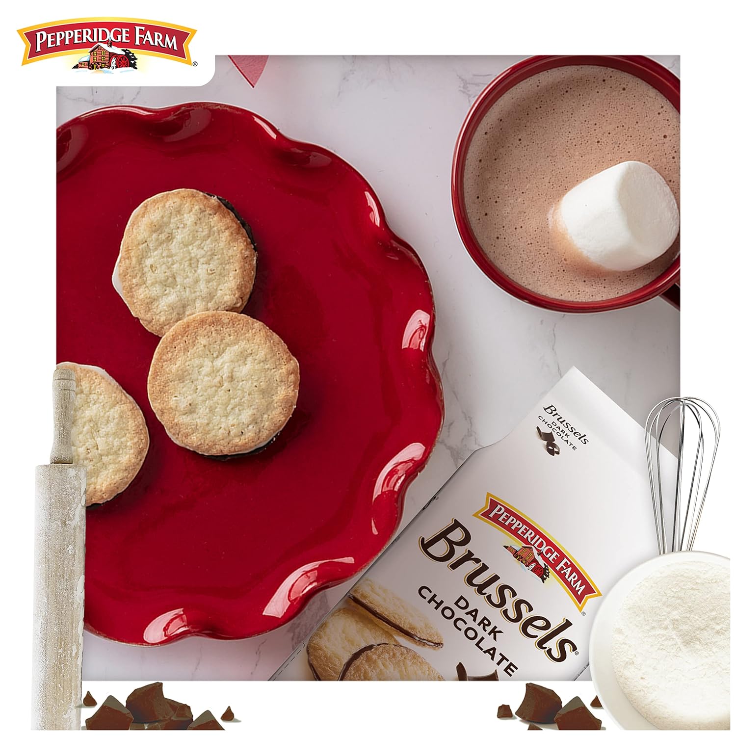 Pepperidge Farm Brussels Dark Chocolate Cookies – Streamlined Dark Chocolate Cookie for the Intentional Home, Effortless Addition to Morning Coffee