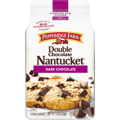 Pepperidge Farm Cookies Nantucket Crispy Double Dark Chocolate Chunk Cookies, 7.75 OZ Bag (8 Cookies)