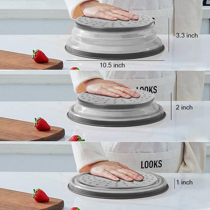 perforated steam vents that release pressure while trapping splatter