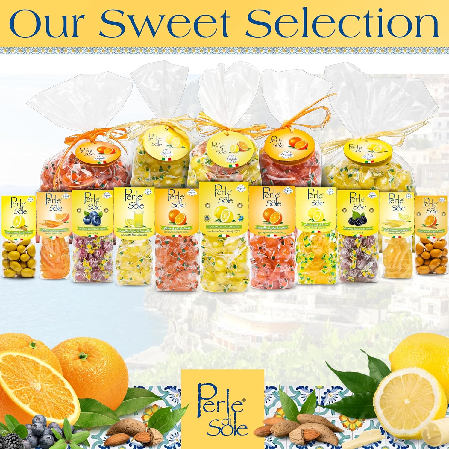 Perle di Sole Individually Wrapped Citrus Lozenges – Portion-Controlled Self-Care Sweet for the Desk