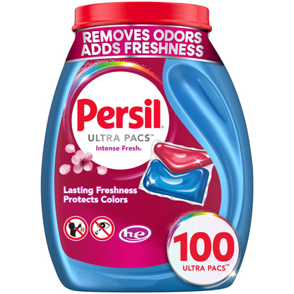 Persil Ultra Pacs Intense Fresh Laundry Detergent – Calming Laundry Ritual for Shared Household Mudroom, Premium Intense Fresh Scent 100 Pacs