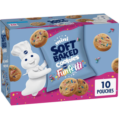 Pillsbury Mini Soft Baked Cookies – Soft Baked Kids Snack Pouches for Lunch Boxes, Playdates & Birthday Party Favors, 10-Count Box
