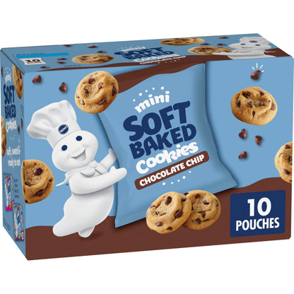 Pillsbury Mini Soft Baked Cookies – Soft Baked Kids Snack Pouches for Lunch Boxes, Playdates & Birthday Party Favors, 10-Count Box