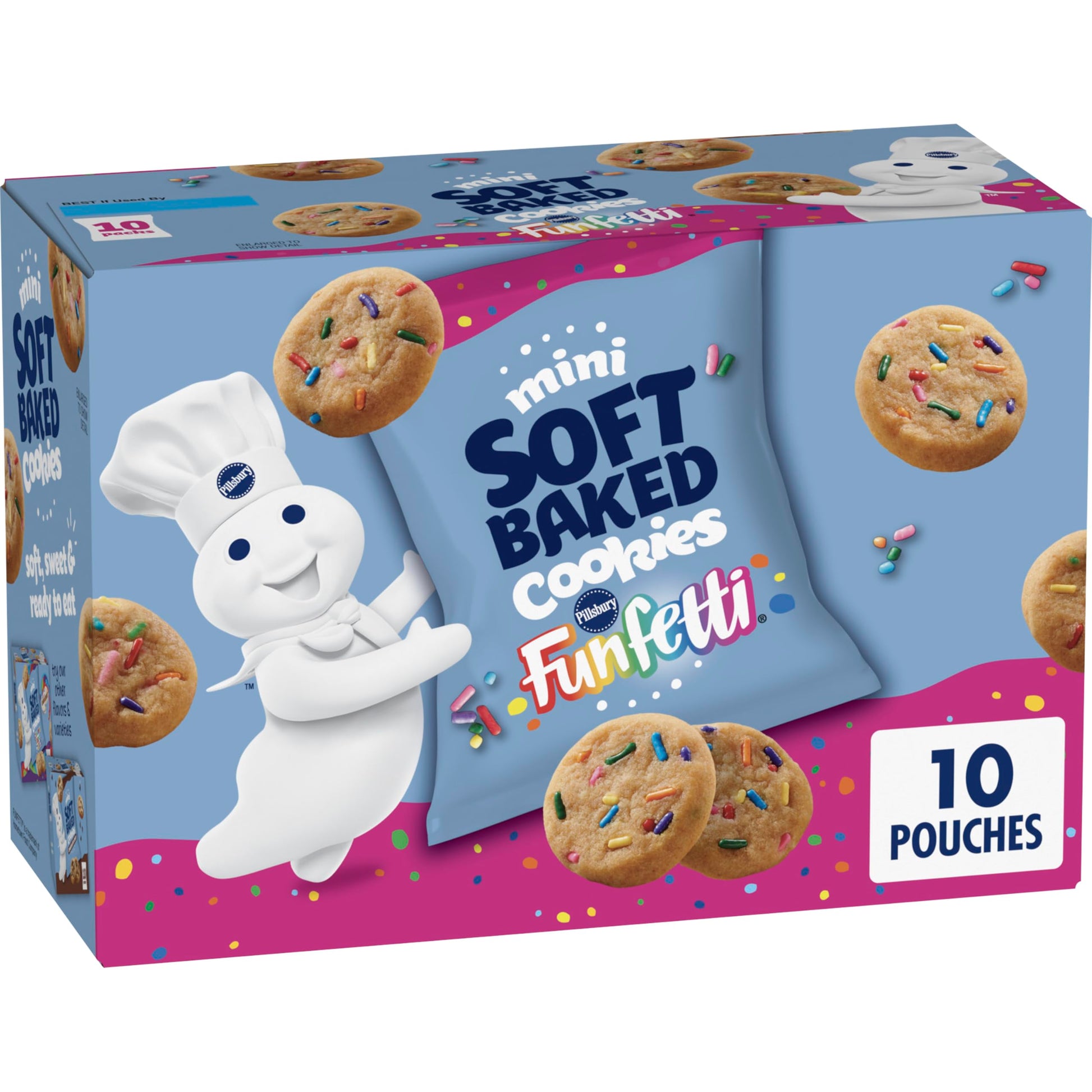 Pillsbury Mini Soft Baked Cookies – Soft Baked Kids Snack Pouches for Lunch Boxes, Playdates & Birthday Party Favors, 10-Count Box