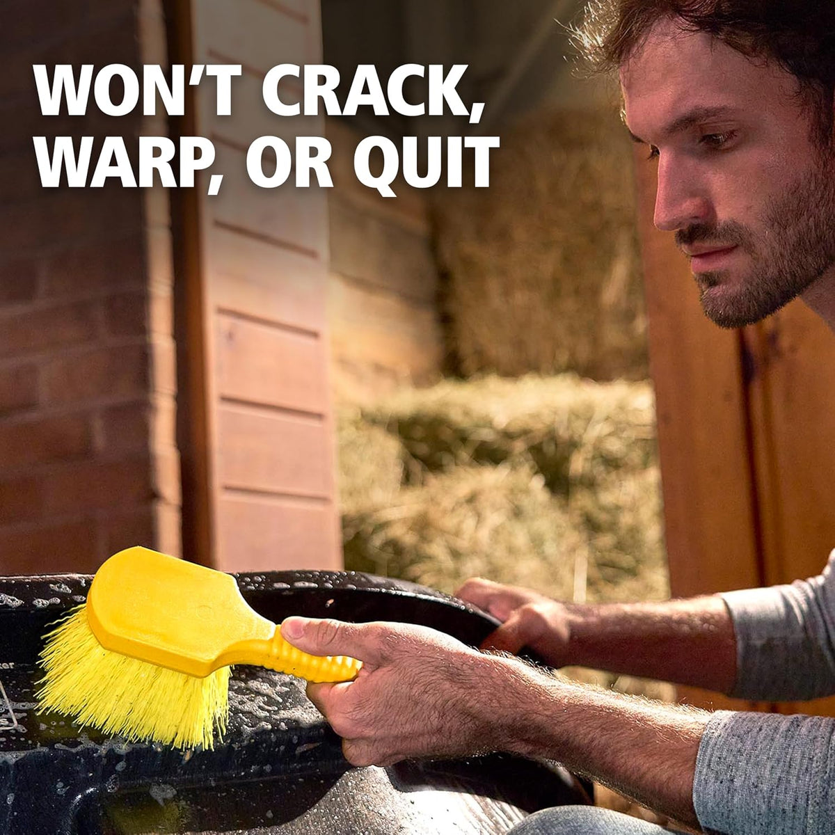 plastic structural foam block and handle that resist cracking and warping
