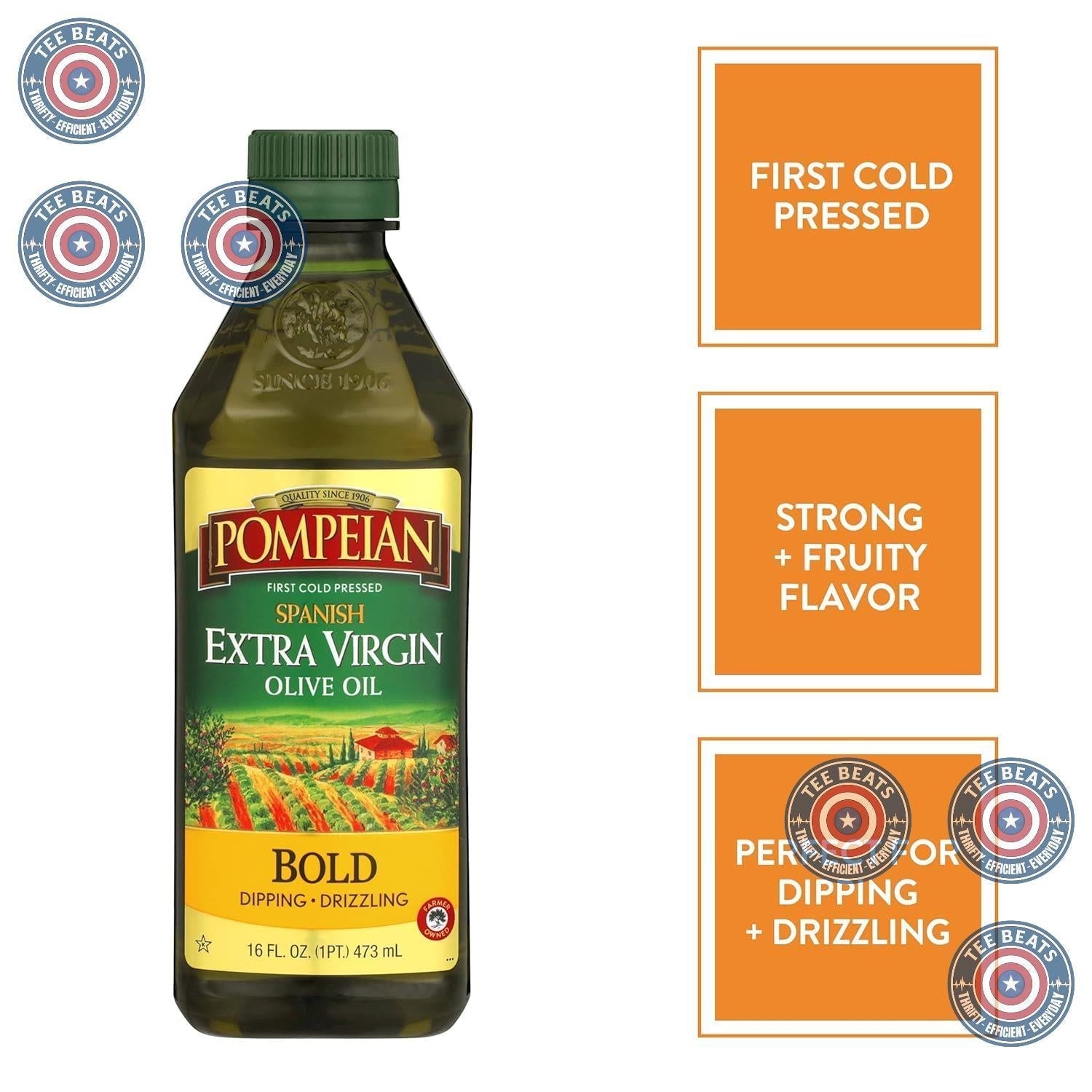 Pompeian Spanish Bold Extra Virgin Olive Oil – Hostess-Ready Holiday Gift Set Pick, Sealed First Cold Pressed Spanish Oil