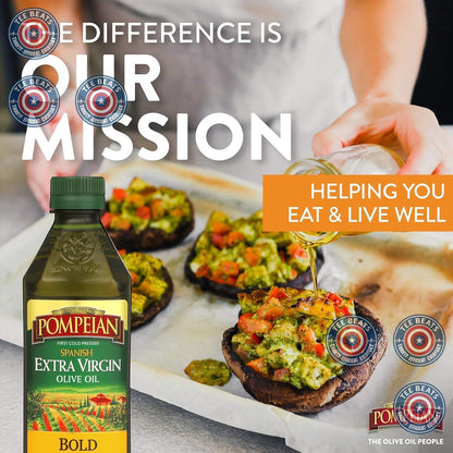Pompeian Spanish Bold Extra Virgin Olive Oil – Hostess-Ready Holiday Gift Set Pick, Sealed First Cold Pressed Spanish Oil